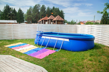 Blue inflatable pool