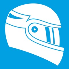 Canvas Print - Racing helmet icon white isolated on blue background vector illustration