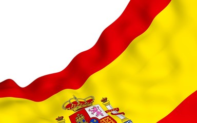 The flag of Spain. Official state symbol of the Kingdom of Spain. Concept: web, sports pages, language courses, travelling, design elements. 3d illustration