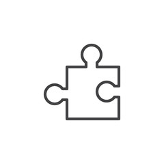 Puzzle piece outline icon. linear style sign for mobile concept and web design. Jigsaw puzzle simple line vector icon. Plugin symbol, logo illustration. Pixel perfect vector graphics