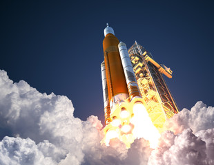 Wall Mural - space launch system takes off. 3d illustration.