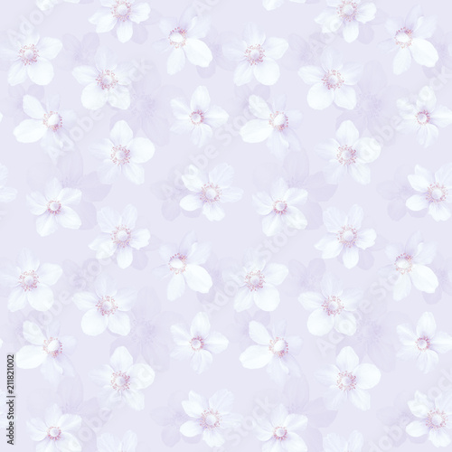 Cotton fabric Seamless abstract pink background with anemones