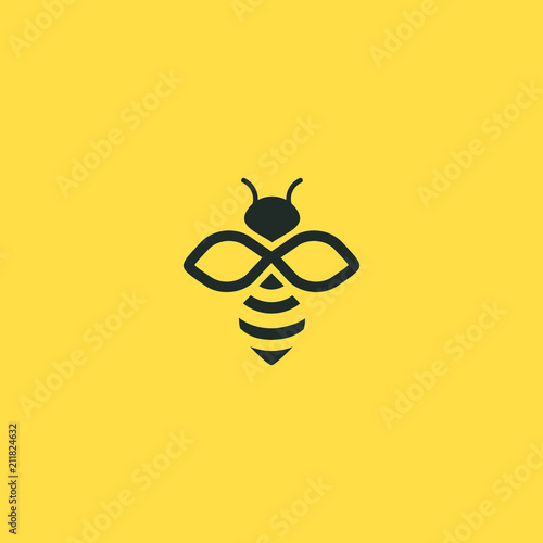Fotomural Bee logo vector outline minimalist graphic vector