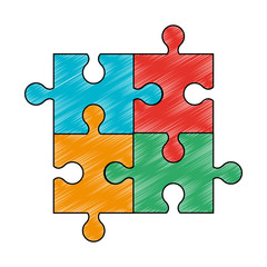 Sticker - Jigsaw pieces isolated vector illustration graphic design