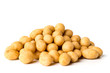 Bunch of peanuts in coconut cream on white background. Isolated.