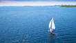 Sailing boat on open water, aerial view