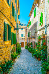 Wall Mural - View of a narrow street in the spanish town Valldemossa at Mallorca