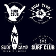 © lynxstocker - Set of Vintage Surfing Graphics and Emblems for web design or print. Surfer logo templates. Surf Badge. Summer fun. Surfboard elements. Outdoors activity - boarding on waves.