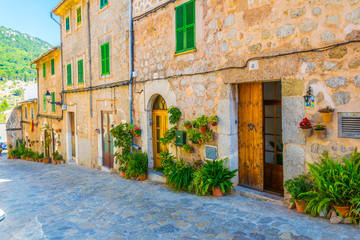 Wall Mural - View of a narrow street in the spanish town Valldemossa at Mallorca