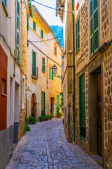 Wall Mural - a narrow street in the spanish town Soller at Mallorca