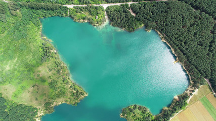 Wall Mural - Aerial landscape - Blue lake