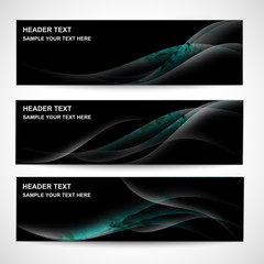 Wall Mural - abstract header color wave design element with white lighting effect. white line and wave.black back