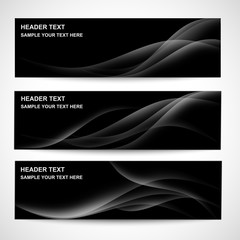Wall Mural - abstract header color wave design element with white lighting effect. white line and wave.black back