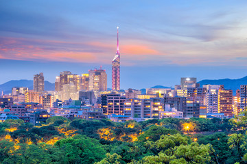 Sticker - Fukuoka city skyline in Japan