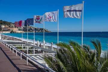 Poster - Famous Promenade des Anglais and Nice city coastline