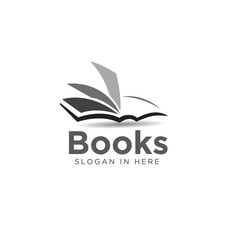 Wall Mural - black white book open art logo