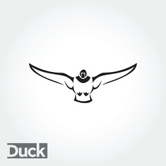 Poster - Flying duck, goose, swan logo art