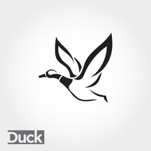 Elegant Line Art Flying Duck, Goose, Swan Logo