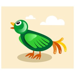 Canvas Print - cute little green bird mascot cartoon character