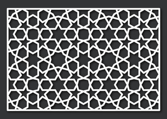 Wall Mural - Laser cutting template. Decorative panel. Traditional oriental pattern.