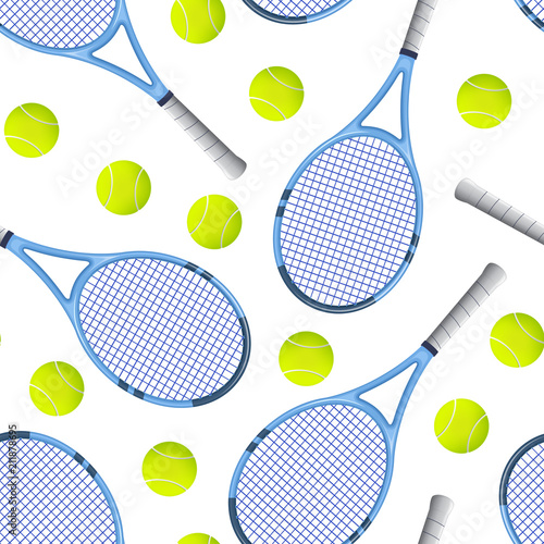 Plakaty tenis  realistyczne-szczegolowe-3d-rakieta-tenisowa-i-pilka-wzor-tla-wektor