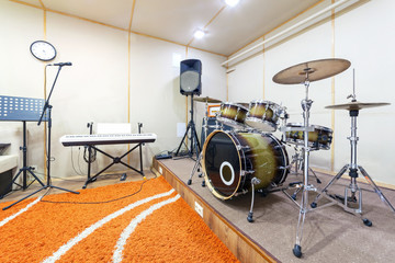 Wall Mural - Sound studio room with drum kit.