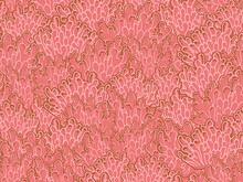 Seamless Underwater Vector Pattern With Repeated Coral Polyps Or Sea Weed In Coral Red Palette. Aquatic Sketchy Ornament. Hand Drawn Red Sea Colorful Print For Textile, Paper Design, Backgrounds.
