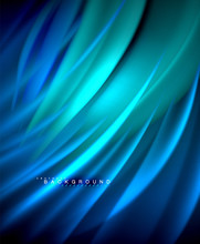 Neon Glowing Wave, Magic Energy And Light Motion Background. Vector Wallpaper Template
