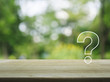 © grapestock - Question mark sign icon over blur green tree, Customer support concept
