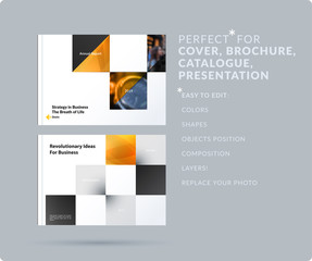 Wall Mural - square design presentation template with colourful rectangles shadows. abstract vector set of modern
