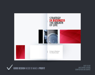 Wall Mural - Abstract double-page brochure design rectangular style with colourful rectangles for branding. Business vector presentation broadside.