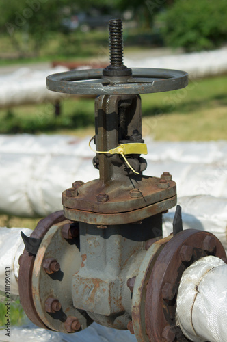 Rusty Controlling Faucet Crane Round Handle Of Water Supply Valve