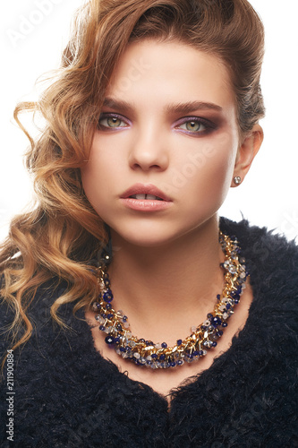 Close Up Portrait Of A Young Fair Haired Lady With One Sided