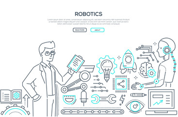 Wall Mural - Robotics - line design style illustration
