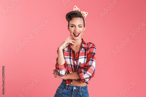 Cuadros en Lienzo Happy young pin-up woman isolated