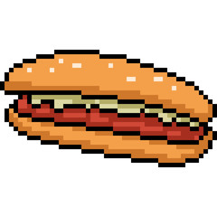 Poster - vector pixel art hot dog