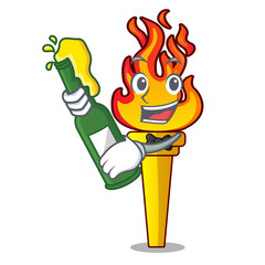 Wall Mural - With beer torch mascot cartoon style