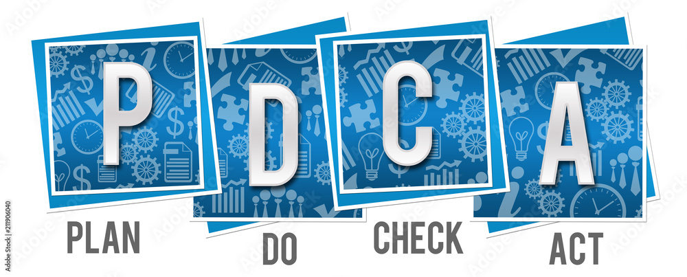 PDCA - Plan Do Check Act Business Texture Blocks Blue Stock ...