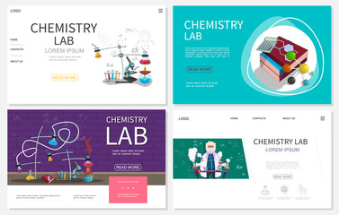 Canvas Print - Flat Chemistry Laboratory Websites Set