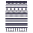 Fringe edge with brush and tassel trim vector flat set of seamless borders isolated on a white background.