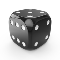 3d rendering black dice isolated on white background