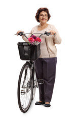 Sticker - Mature woman with a bicycle