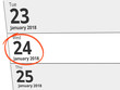 © Eigens - Date Wednesday 24 January 2018 circled in red on a calendar
