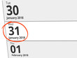 © Eigens - Date Wednesday 31 January 2018 circled in red on a calendar