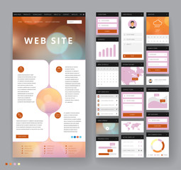 Wall Mural - Website template design with interface elements