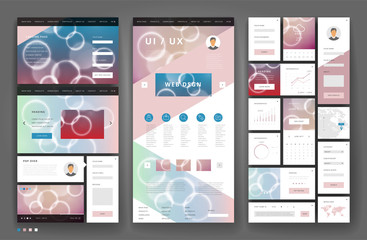 Wall Mural - Website template design with interface elements