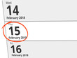 © Eigens - Date Thursday 15 February 2018 circled in red on a calendar