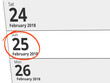 © Eigens - Date Sunday 25 February 2018 circled in red on a calendar