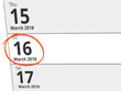 © Eigens - Date Friday 16 March 2018 circled in red on a calendar