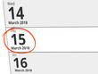 © Eigens - Date Thursday 15 March 2018 circled in red on a calendar